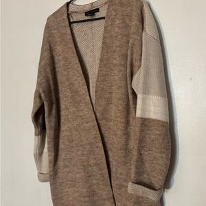 Joan Vass Beige and Brown Knit Cardigan‎